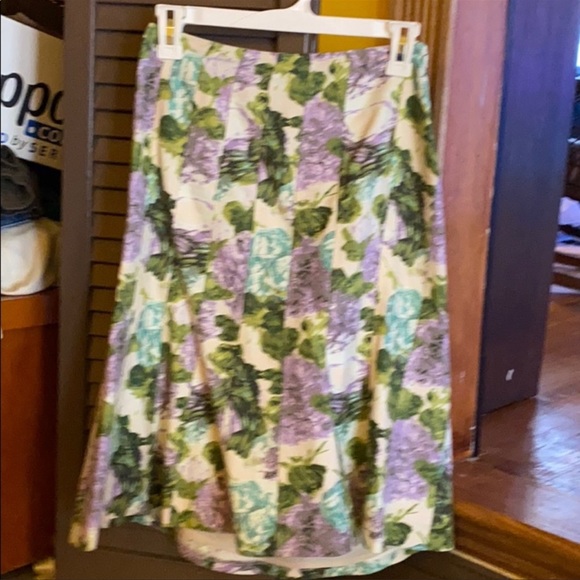 SET Ann Taylor set matching floral skirt and 3/4 sleeve XS-M purple blue - Picture 4 of 9